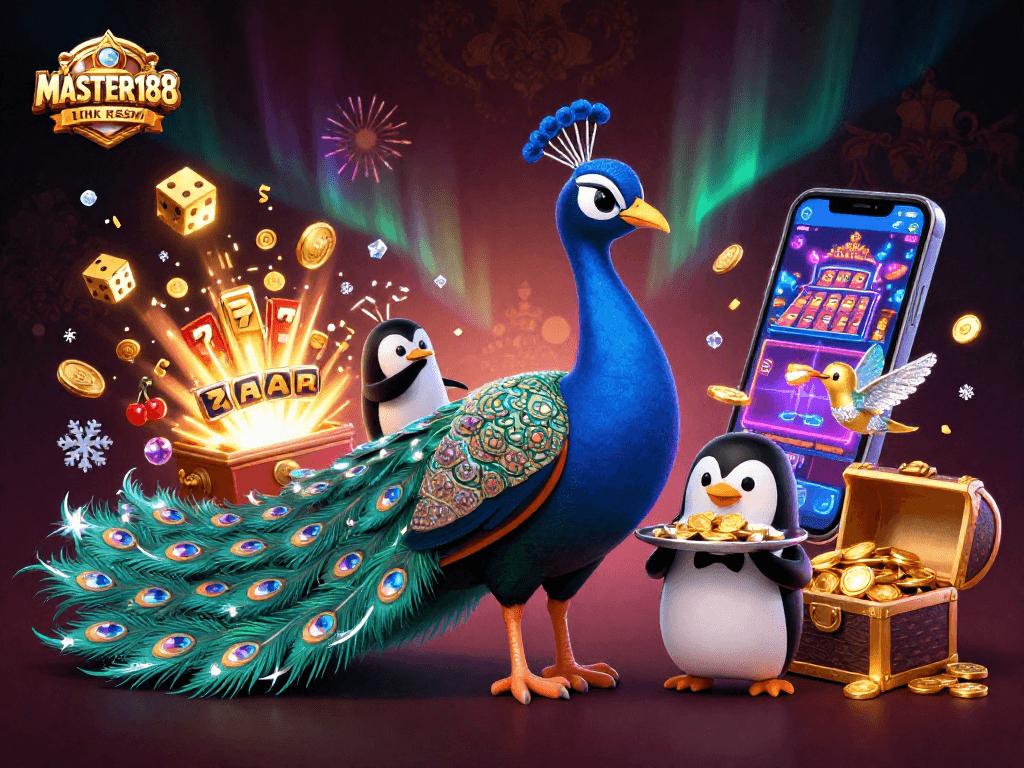 Engage with MASTER188 LINK RESMI showcasing vibrant casino elements in a dynamic 3D illustration.