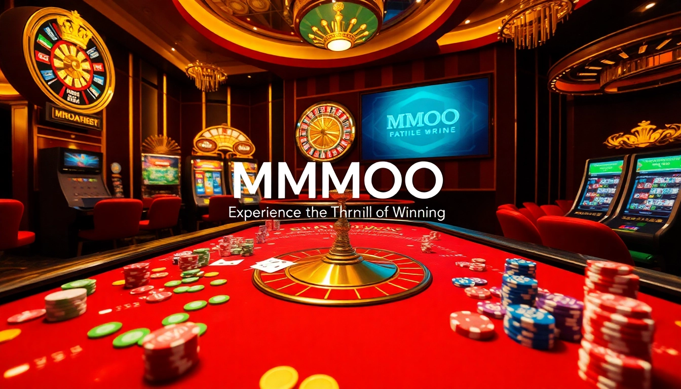 Experience thrilling gambling action at MMOO's luxurious casino tables with vibrant chips and cards.