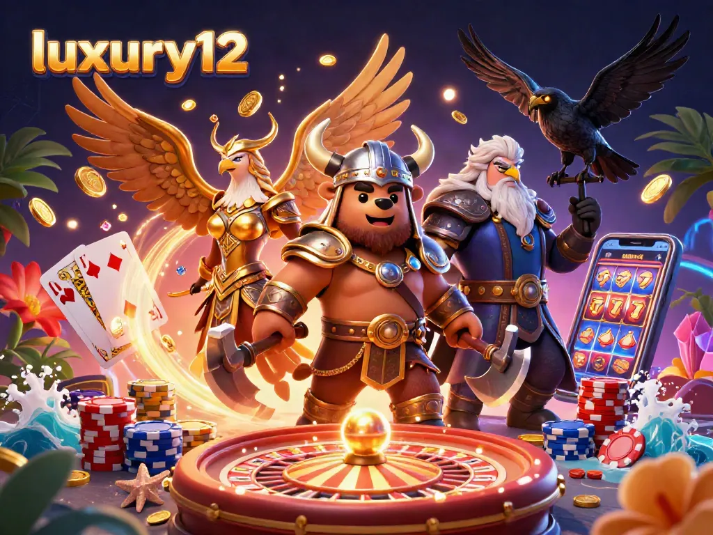 Experience the thrill of luxury12 casino slots with golden coins and vibrant game elements.