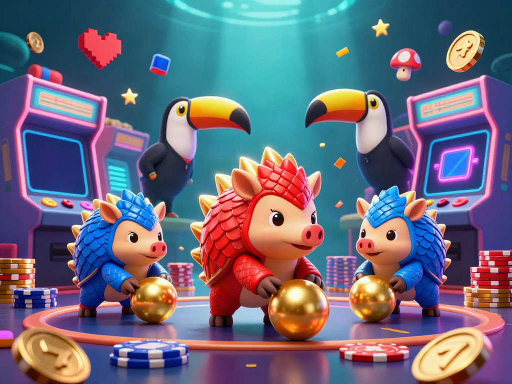Engage with 88VBET's thrilling gaming scene featuring rival pangolins and vibrant casino elements.