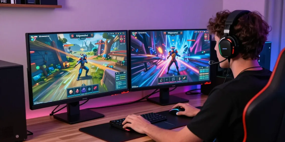Player engaging with 68gamebai in a dynamic online gaming setup featuring colorful graphics and sleek accessories.