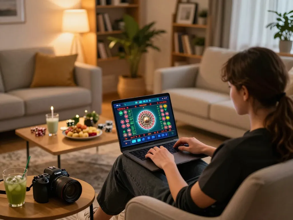 Engaging in a thrilling live roulette game during a cozy online session at max 79.
