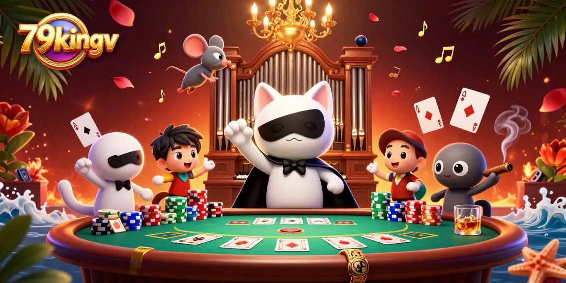 Engage in the fun with 79kingv's vibrant cartoon casino scene full of dynamic gaming action.