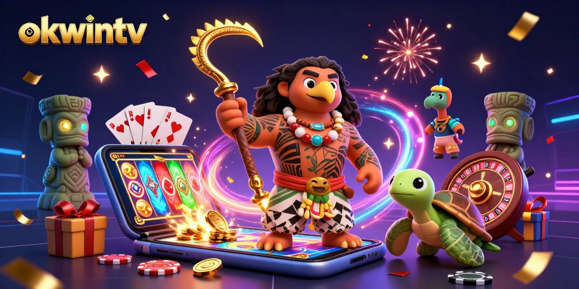 Experience immersive sports betting with okwintv featuring vibrant characters and exciting casino elements.