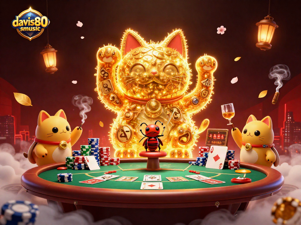 Experience the excitement of gambling with davis80smusic's captivating lucky cat and vibrant poker scene.