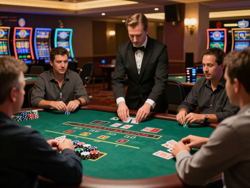 Experience Pragmatic Demo slots with players at a luxurious blackjack table enjoying strategic gameplay.