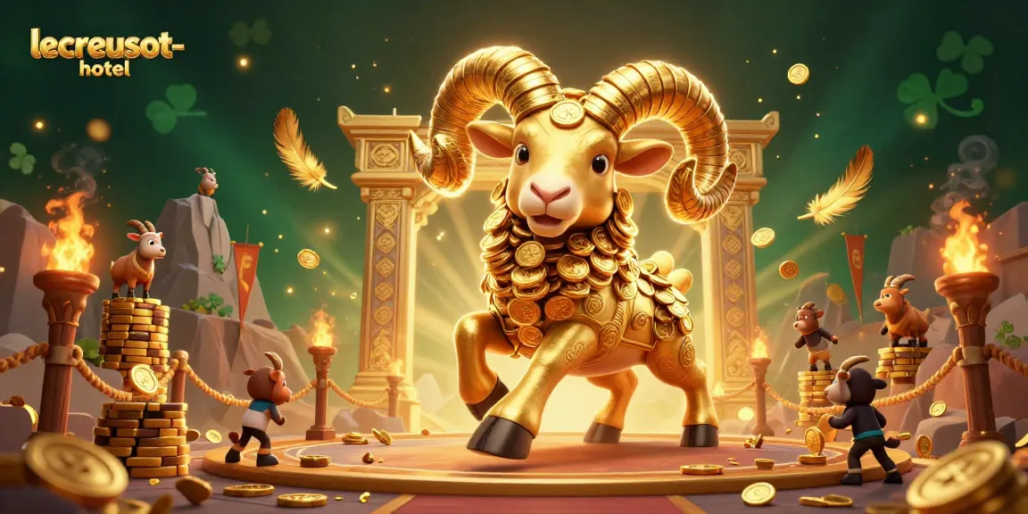 Celebrate wins at lecreusot-hotel with thrilling gaming, featuring a dynamic golden ram and flashy casino elements.