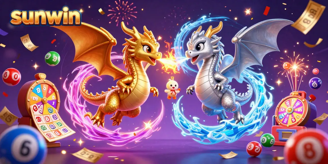 Experience thrilling fun with Sunwin's vibrant games showcased in a dynamic illustration.