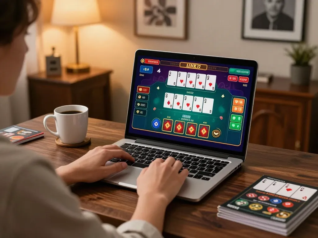 Engaging in live dealer blackjack at uk88 com from a stylish home office.