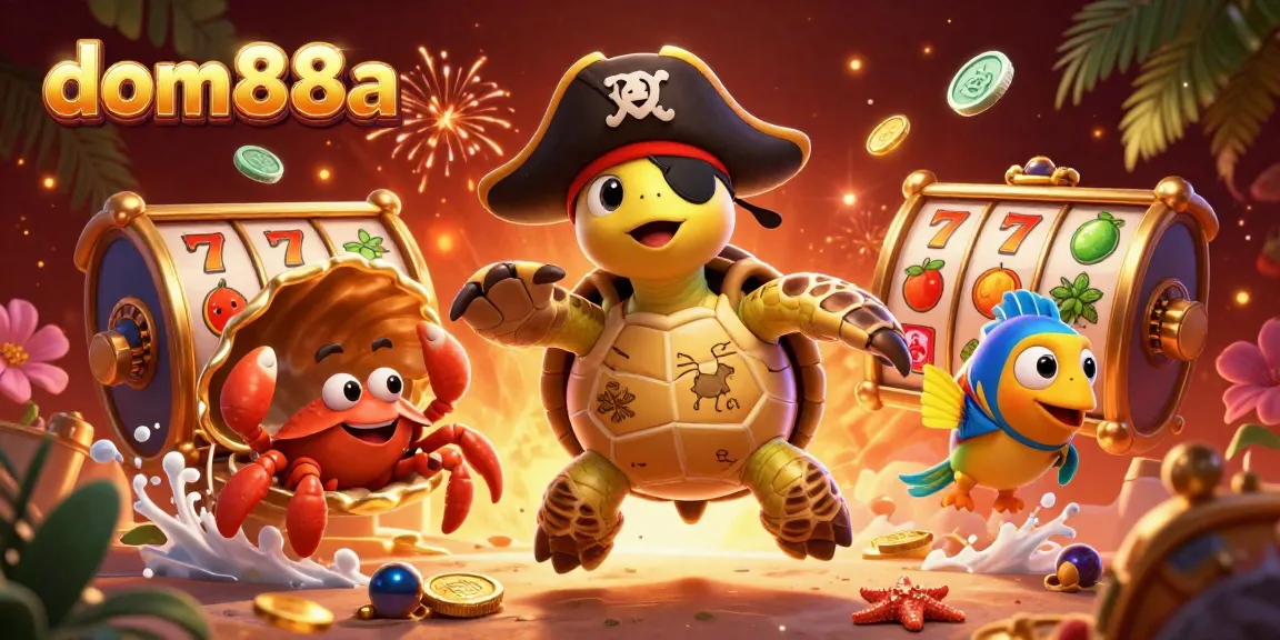 Engage with dom88a's exciting slot games, featuring vibrant characters and dynamic casino elements.