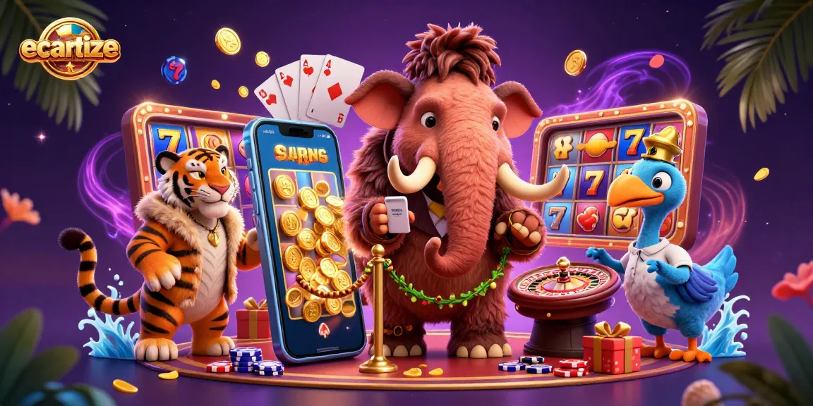 Win big at ecartize with vibrant 3D casino characters and slot game action.
