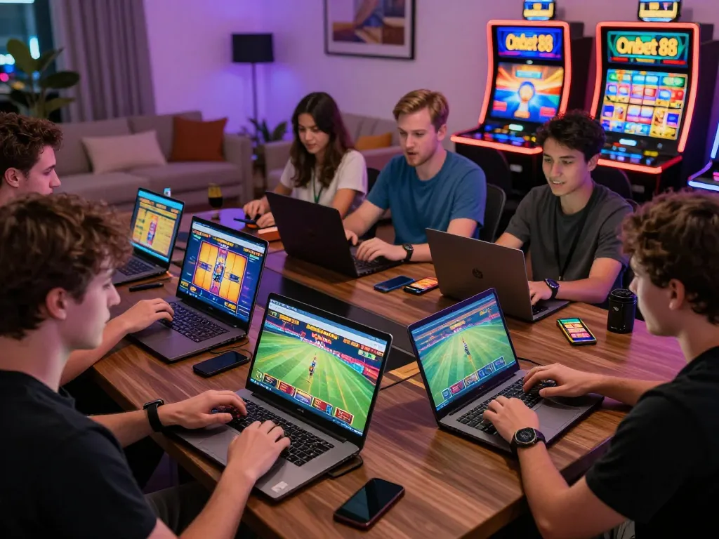 Engaged players enjoying Onbet 88 online games in a vibrant digital setting.