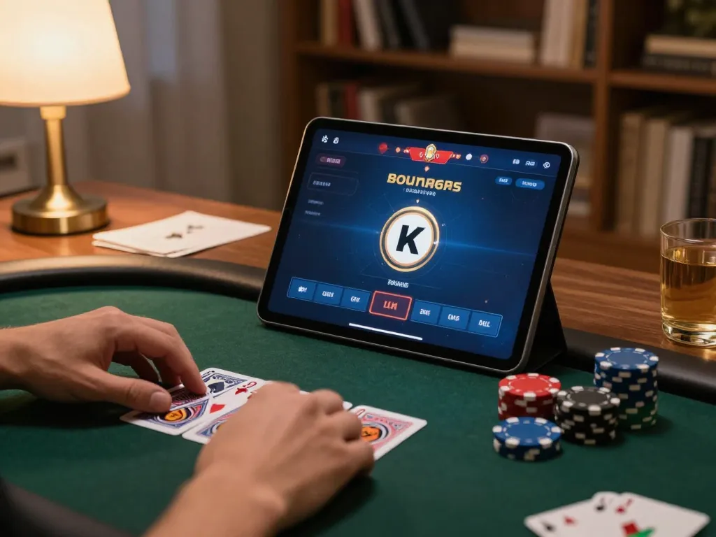 Sunwin players engage in online poker, placing strategic bets in a cozy home setting.