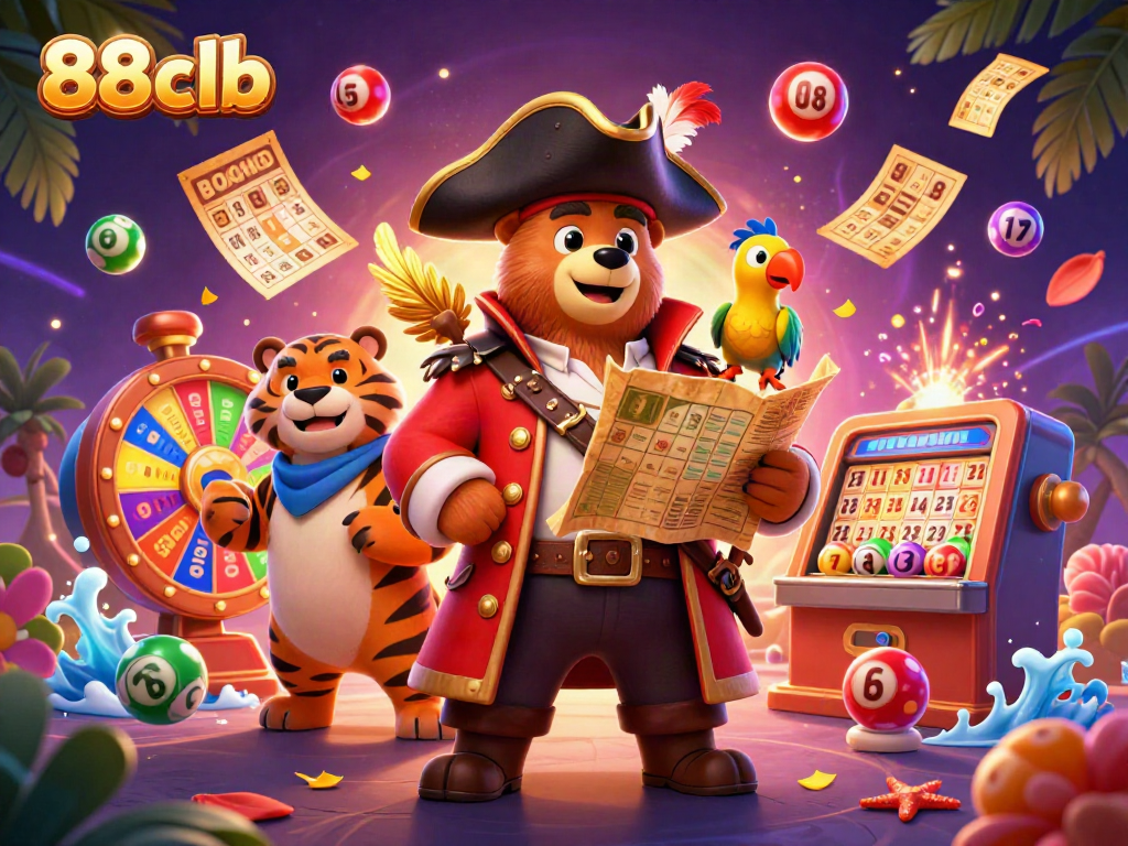 Engage in thrilling gaming at 88clb with vibrant characters amidst dynamic lottery elements.