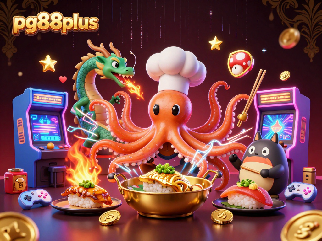 Engage with pg88plus at a vibrant 3D casino scene featuring dynamic characters and golden gaming elements.
