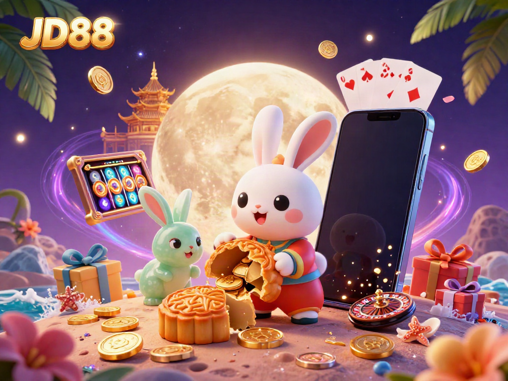 Experience the thrill at JD88 with a festive lunar-themed casino adventure featuring playful characters and vibrant games.