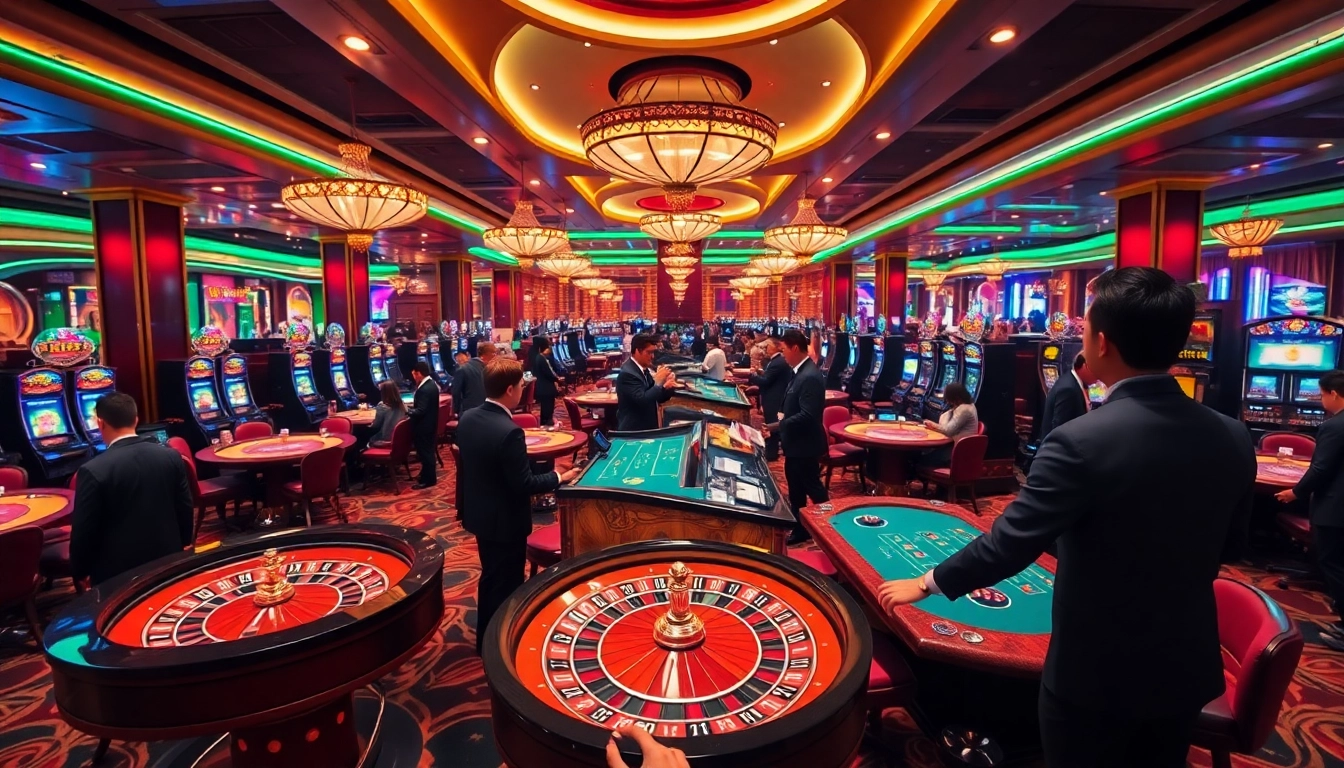 Experience the excitement of winning at trang chủ thabet's vibrant casino, showcasing dynamic gaming action and luxury.