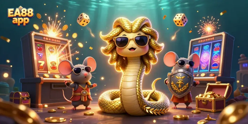 Experience the thrilling EA88 app with immersive 3D casino characters and jackpot explosions.
