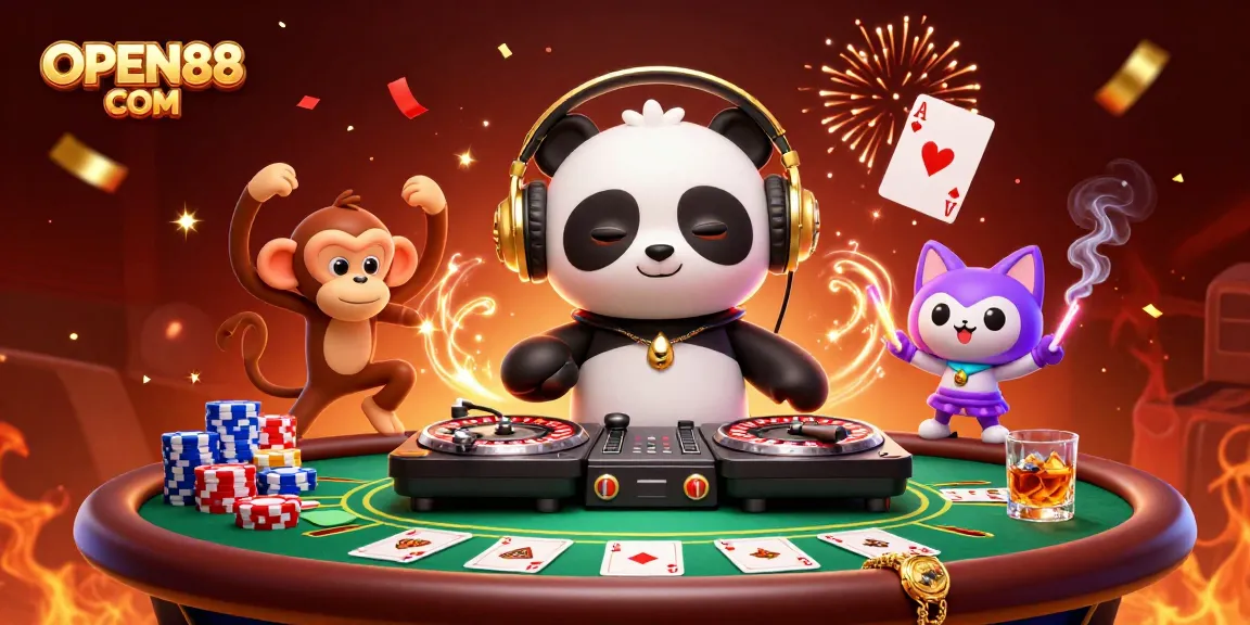 Experience thrilling gameplay at OPEN88 COM with vibrant casino characters and exciting game elements.