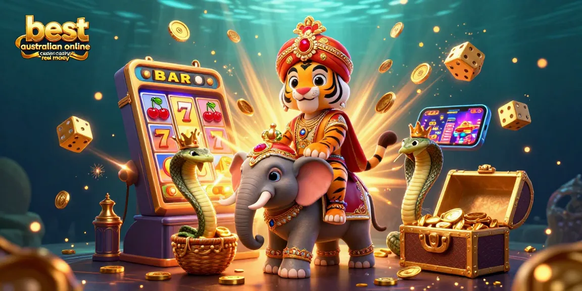 Experience the best Australian online casino real money with this vibrant and engaging 3D casino scene.
