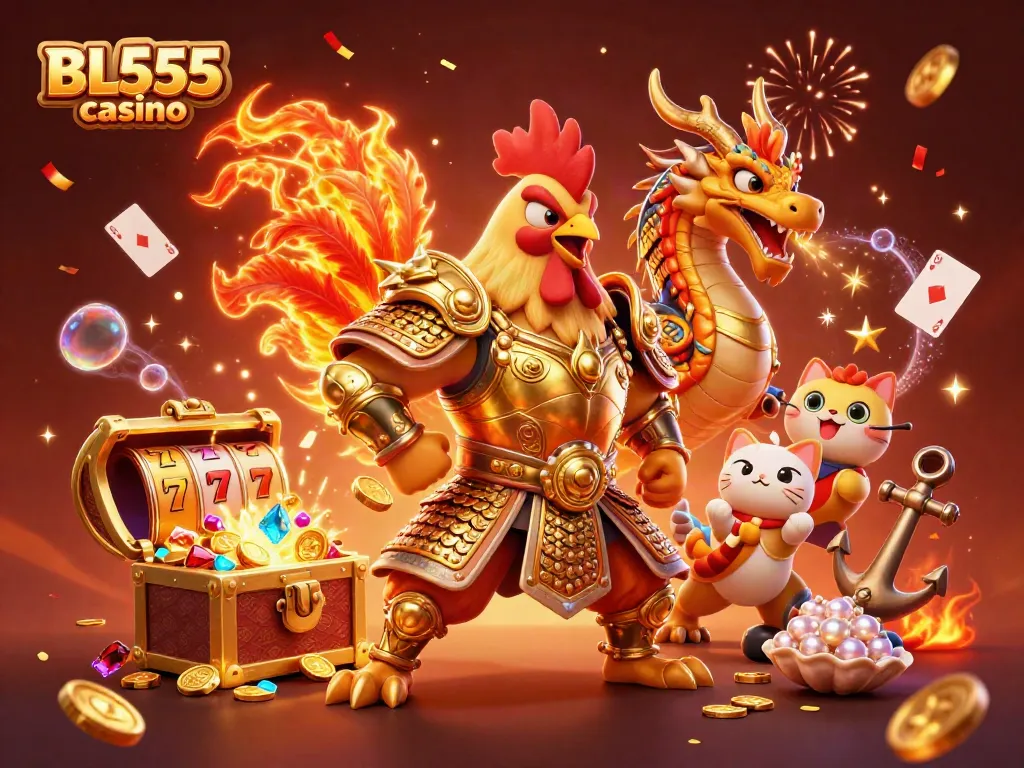 Experience exciting gameplay at BL555 casino with vibrant characters and casino elements.