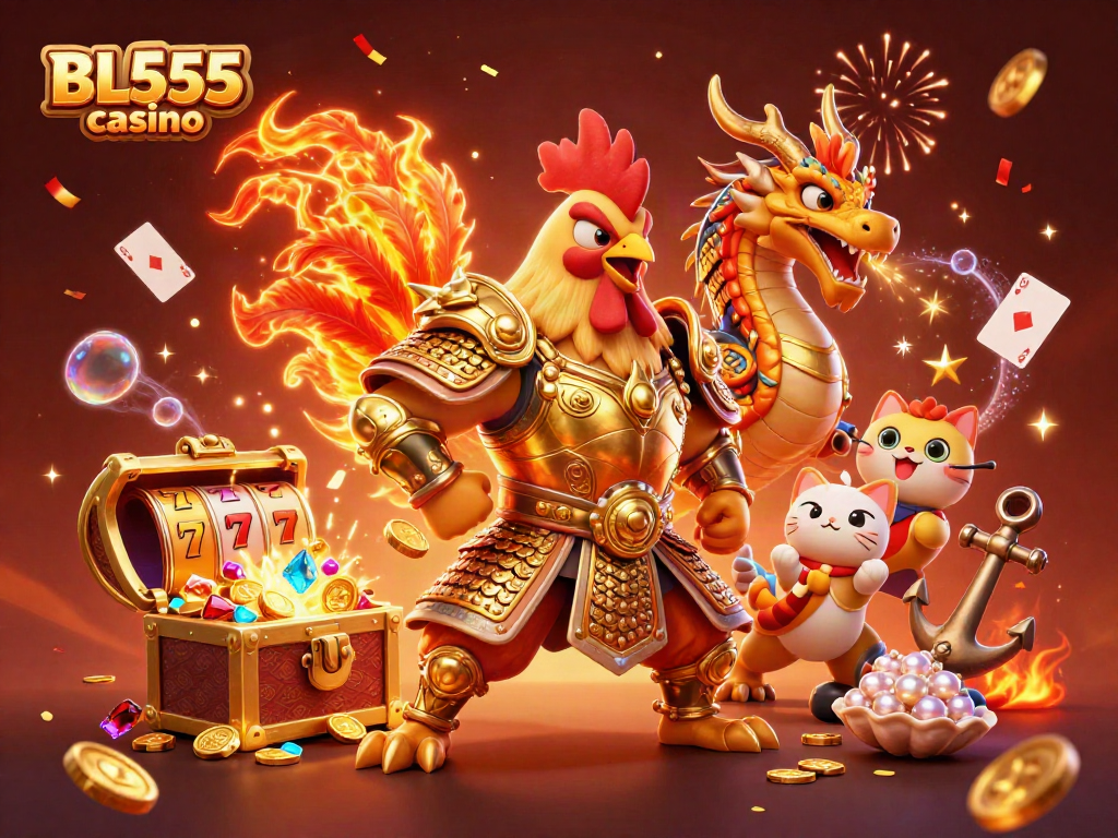 Experience exciting gameplay at BL555 casino with vibrant characters and casino elements.