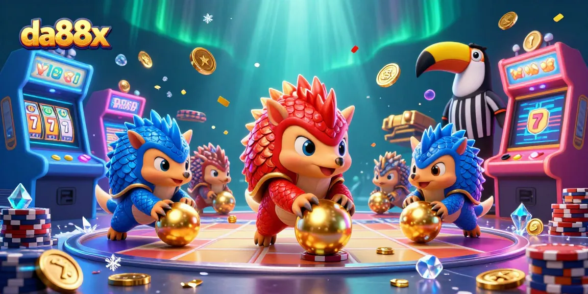 Engage in thrilling slot adventures with da88x's dynamic pangolin showdown and colorful casino elements