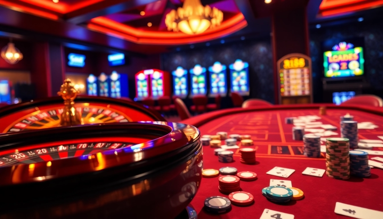 RR88 online casino experience with roulette, poker chips, and vibrant slots atmosphere.