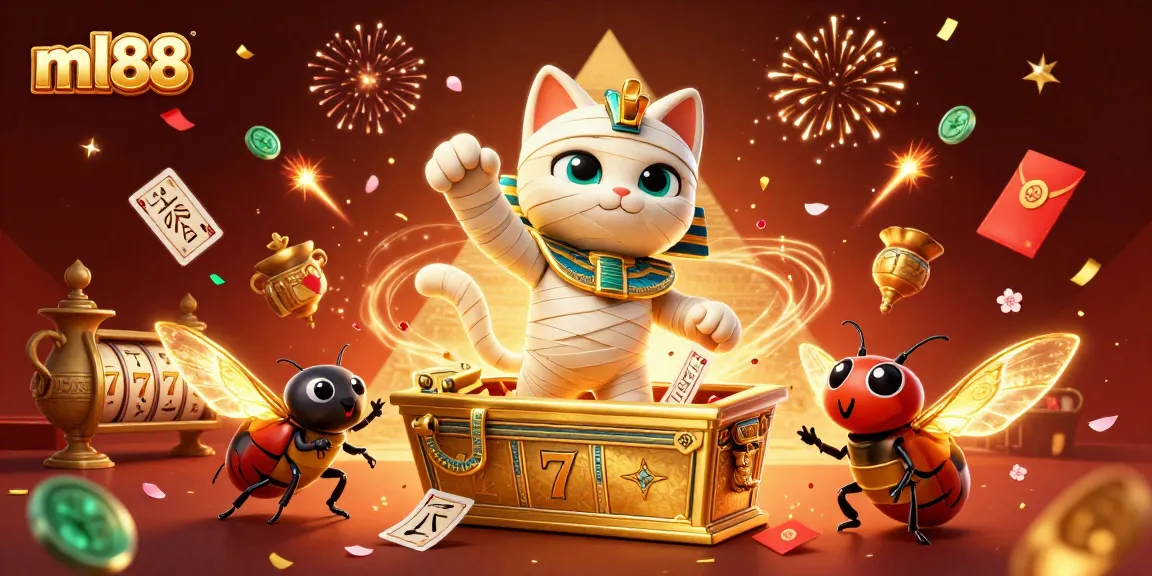 Experience thrilling gameplay with ml88 as the Egyptian mummy cat bursts into the casino.