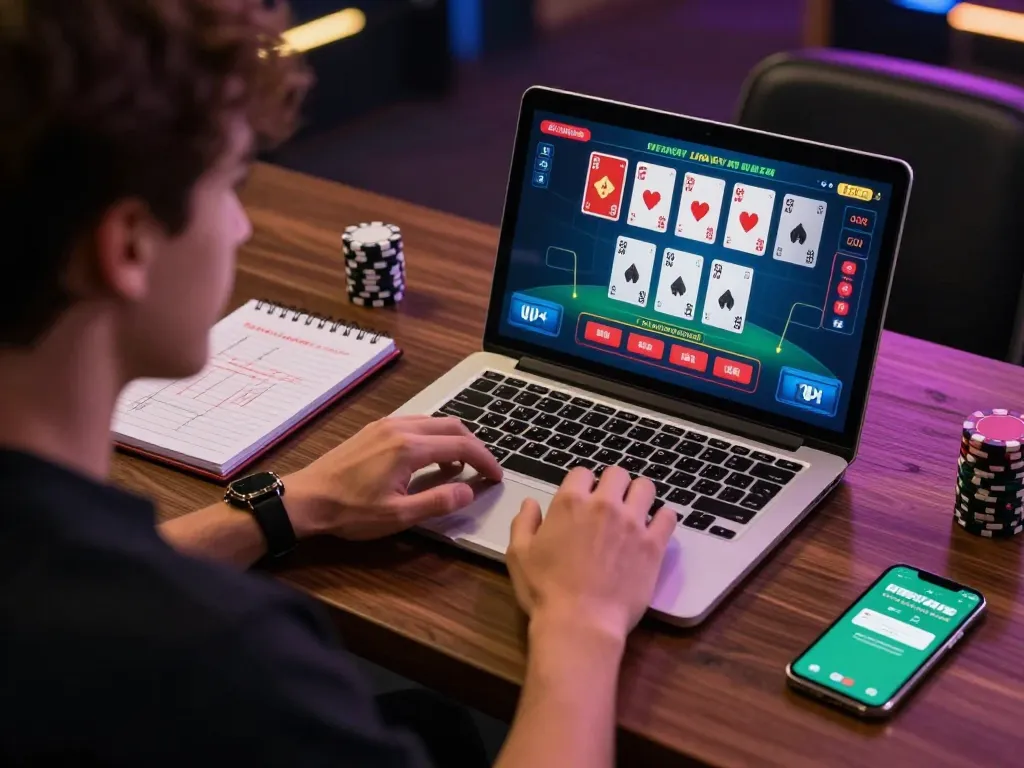 Gamer engaged in blackjack on cm88sm, showcasing excitement and strategic gameplay.