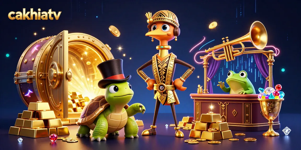 Cakhiatv offers a vibrant 3D scene showcasing a speakeasy with a golden treasure vault, enhancing the gambling experience.