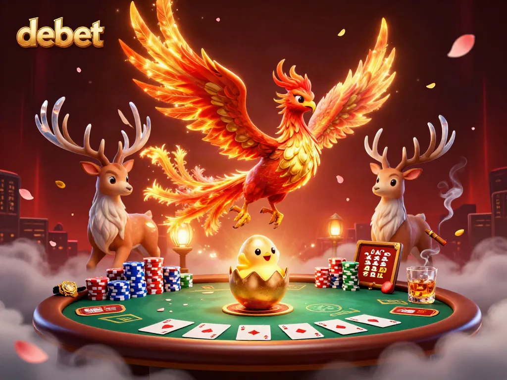 Experience thrilling games at Debet with dynamic poker elements and captivating phoenix design