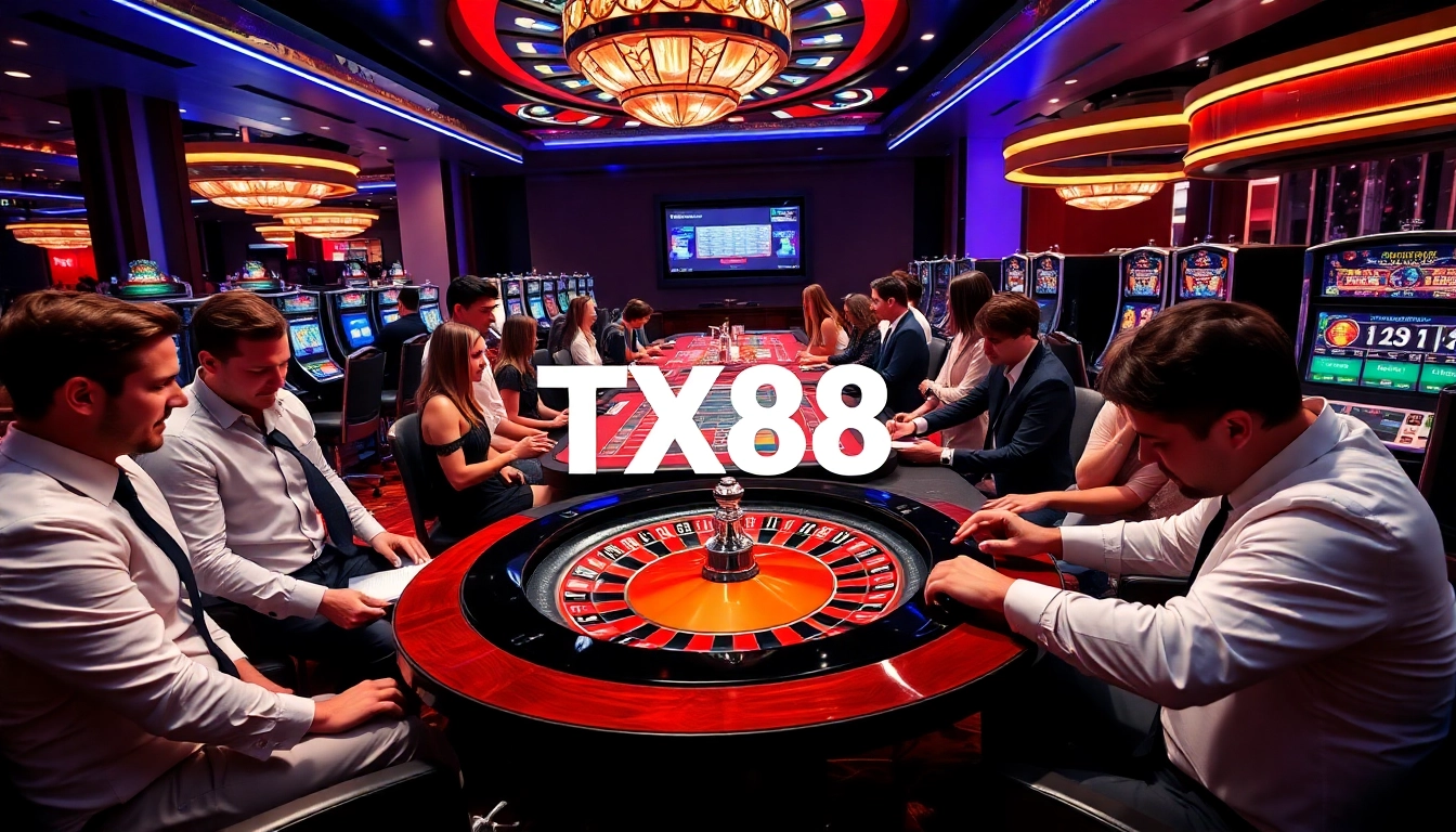 Experience the excitement of TX88 with players bet at a luxury casino table.